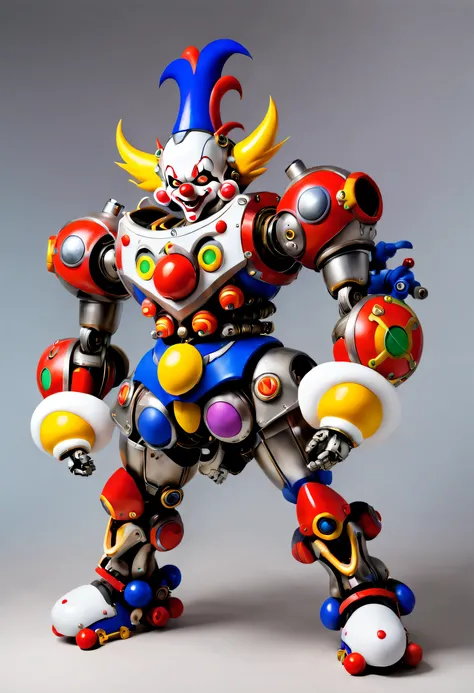 A mecha wearing a clown mask，Mechanical joints