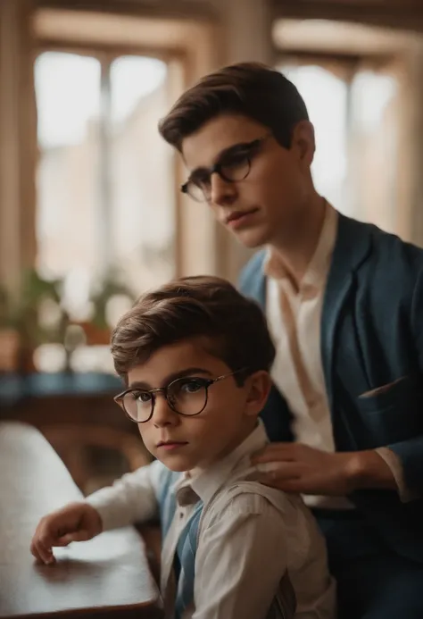 Creates a boy with glasses, with Portuguese feature