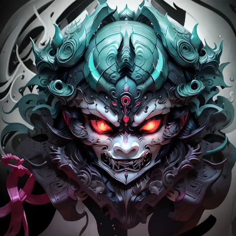 White, tosca and black female demon mask