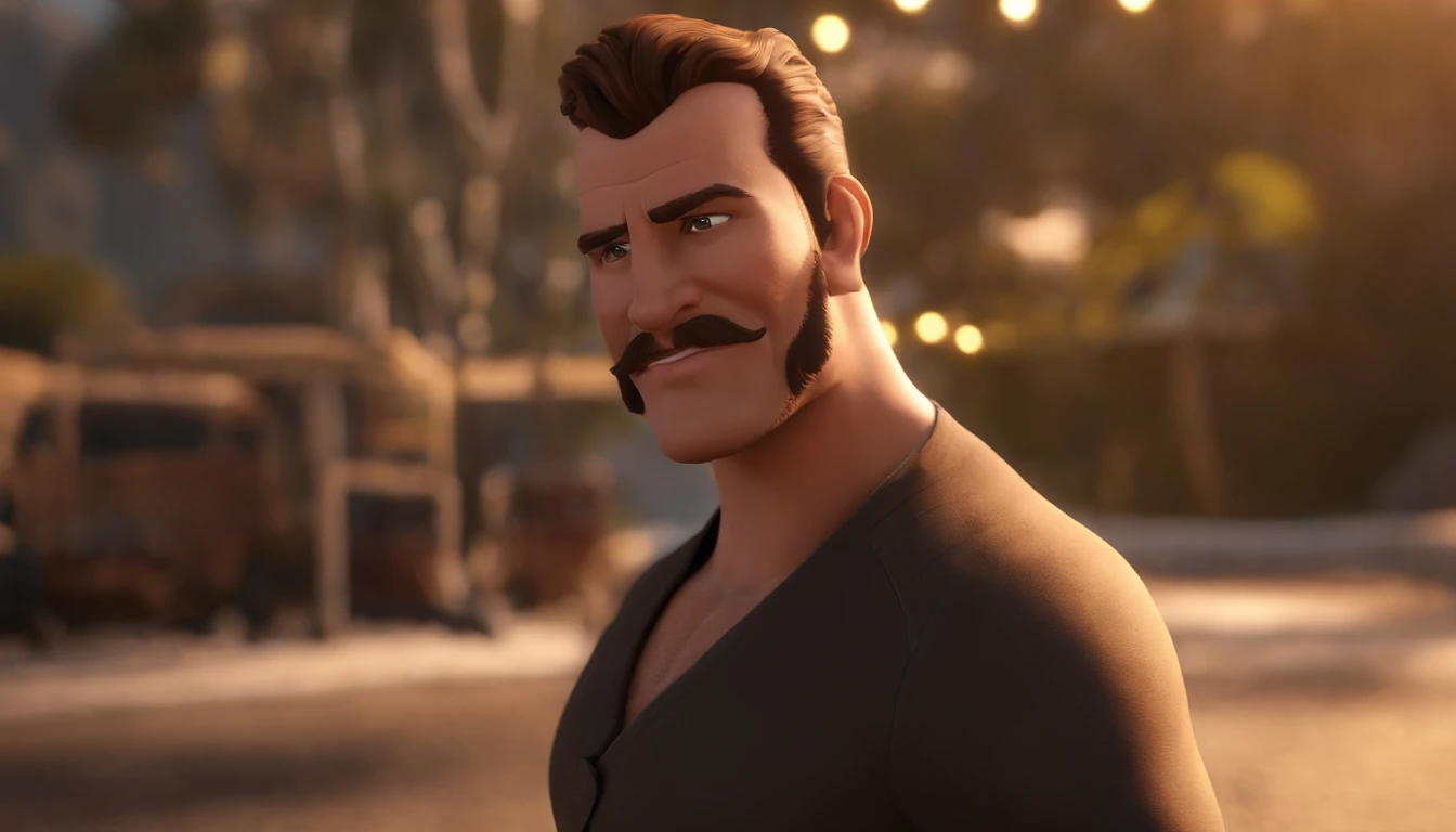 personagem dos desenhos animados de um homem com cabelos escuros e corte em degrade e uma barba grande estilo lenhador com alguns fios brancos no queixo,personagem de 32 anos, animation character, Caractere estilizado, animation style rendering, 3D estiliz...