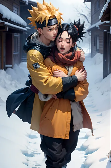 Naruto hugging Goku on a winters day 

Pixar Style