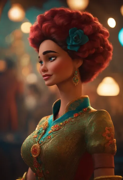 Criar um personagem no estilo pixar dentro de um jaleco. personagem morena