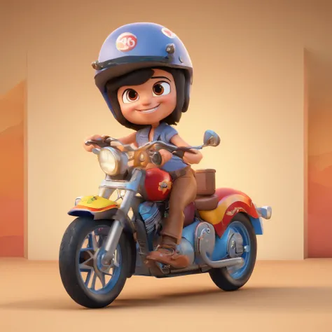 Crie um cartaz inspirado na Disney Pixar com dois personagems caindo de moto, em uma rua