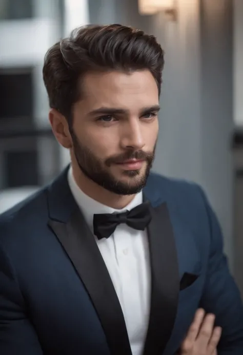 Homem lindo de terno , barba linda , cabelo curto, homem sexy executivo, terno preto