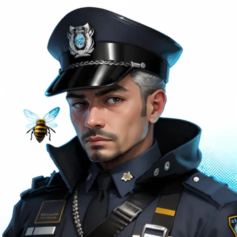 A police officer with a Bee Head, halftone