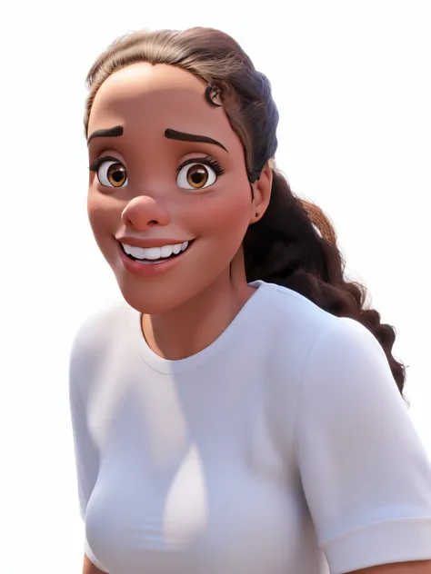 mulher morena estilo disney pixar, alta qualidade, In the park standing