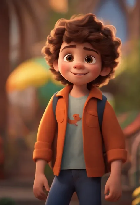 Image of a boy for a story in a YouTube video in Pixar format, Hes the little allabester, Hes the class leader, Hes outgoing, Playful and gets up for a lot of things, cabelo curto