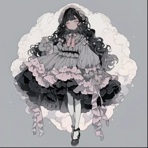 anime girl in a dress, loli in dress, soft anime illustration, anime illustration, anime full body illustration, small curvy loli, beautiful anime art style, dressed in a frilly ((ragged)), anime style illustration, pretty anime character design, cute anim...