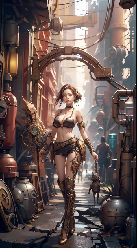 ((masterpiece:1.4)、(top-quality:1.4)、(reallistic:1.7))、masuter piece:1.4、(Top-of-the-line rendering:1.4)、(steampunc:1.4)、Ultra-realistic portraits of Quito, The beautiful queen of the galactic frontier planet Caval、Super beautiful girl queen、((1girl in:1....