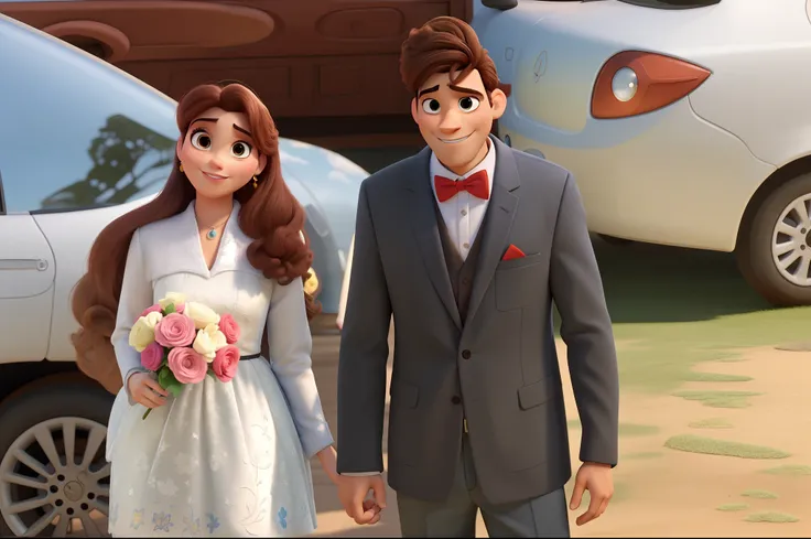 Um casal estilo disney pixar, alta qualidade, melhor qualidade