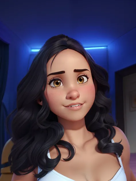 Uma mulher morena estilo disney pixar, alta qualidade, melhor qualidade