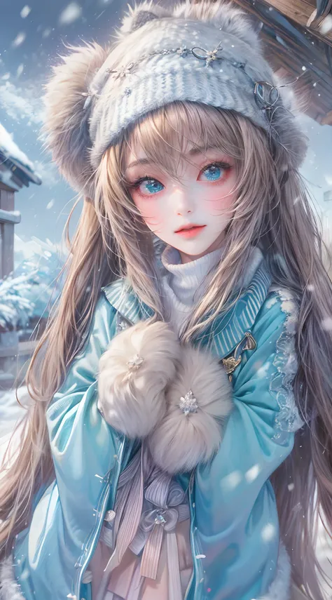 Absurdres masterpiece HDR high quality picture of Hatsune Miku, very young age girl 14 years old with detailed face, simple hair design , beautiful face, simple pose hands hiding in her long hair and clothes, very long hair, ((random hair style:1 )) , anim...