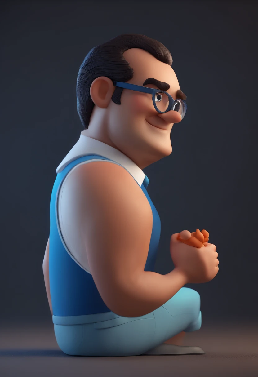 Cartoon character of a man wearing black glasses and a blue shirt, um personagem animado, Caractere estilizado, animation style rendering, 3D estilizado, Arnold Maya render, 3 d render stylized, toon render keyshot, Personagem 3D, Personagem 3D, 3d renderi...