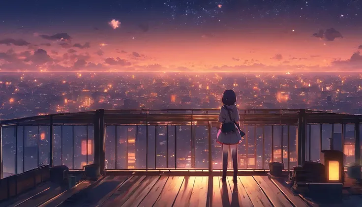 Anime girl standing on the roof looking at the night sky with stars, 4k anime wallpapers, Anime Wallpaper 4k, Papel de parede anime 4k, Anime Art Wallpaper 8K, Anime Art Wallpaper 4K, Anime Art Wallpaper 4K, estilo anime 4K, Makoto Shinkai Cirilo Rolando, ...