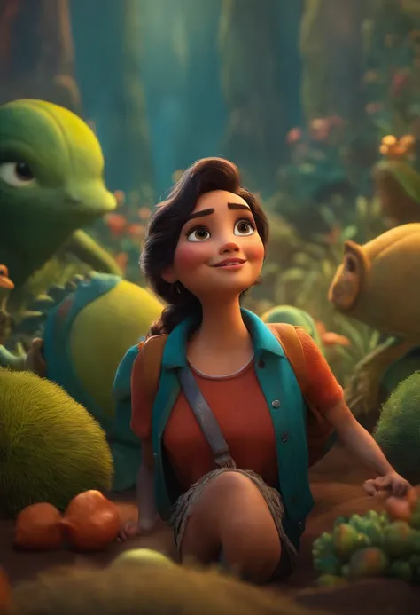 Criar um personagem no estilo pixar dentro de um jaleco. personagem morena