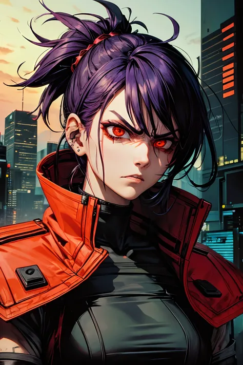 Cyberpunk anger gaze , mad look