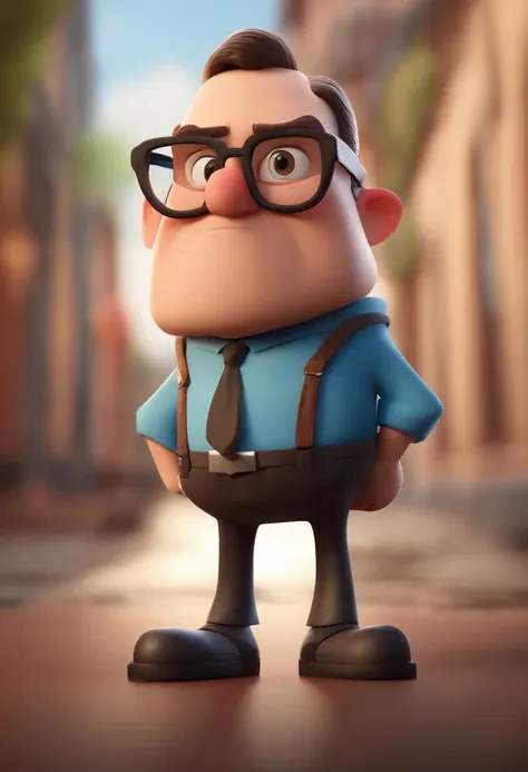 Cartoon character of a man wearing black glasses and a blue shirt, um personagem animado, Caractere estilizado, animation style rendering, 3D estilizado, Arnold Maya render, 3 d render stylized, toon render keyshot, Personagem 3D, Personagem 3D, 3d renderi...