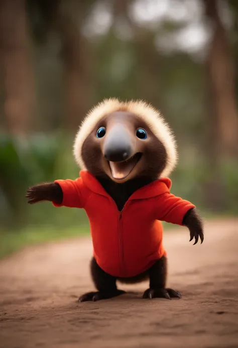 Child anteater opening its arms,no modelo pixar