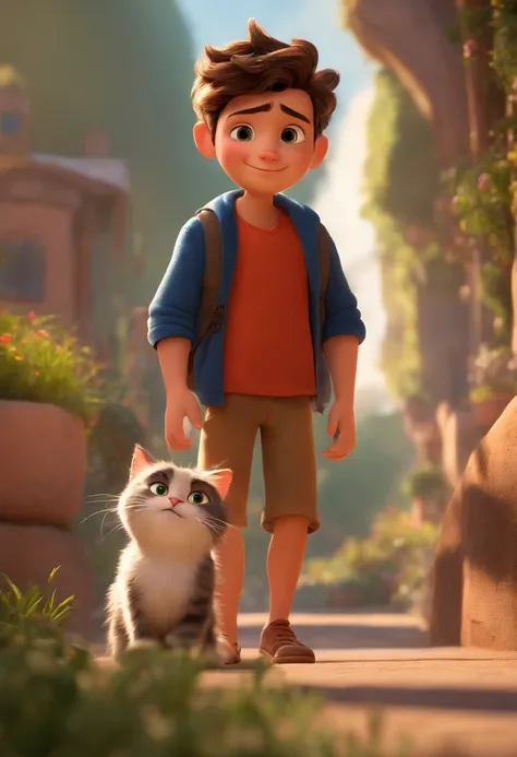 David and a Kid Who Has a Messy Pixar-Style Cat