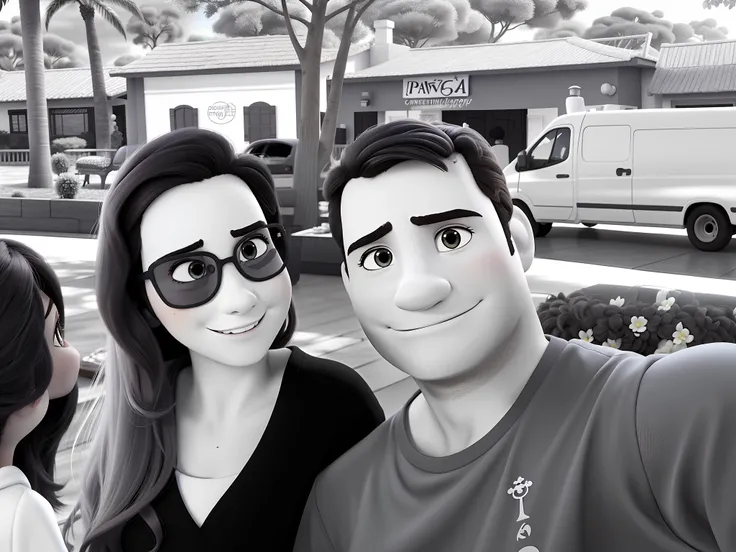 Um casal branco estilo disney pixar, alta qualidade, melhor qualidade