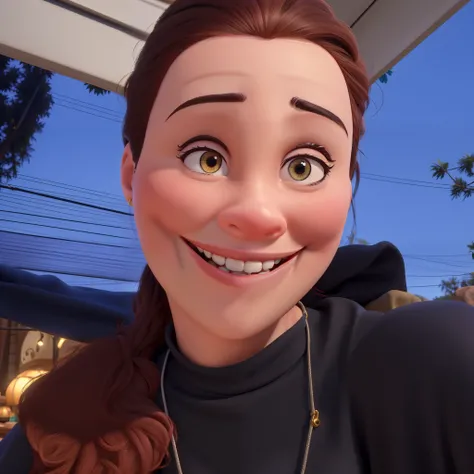 Mulher sorrindo estilo disney pixar, alta qualidade, melhor qualidade.