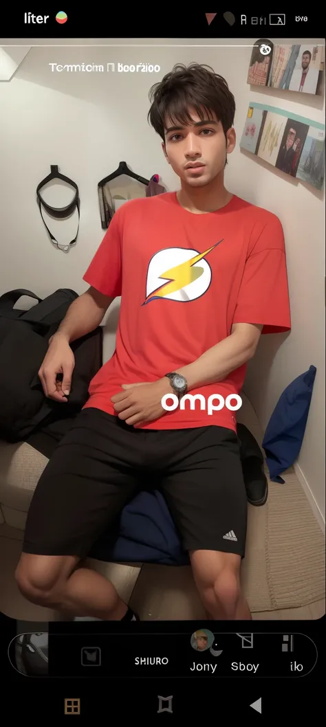 homem arafed sentado em uma cadeira com um flash t - camisa em, David um trampier, 🚀🌈🤩, Carmelo Blandino, em amino, goodlooking, em camiseta, No logo!!!, lucas graziano, t-topo, Camilo GC, Camiseta!!, Pisoteado, Sempe, 🔥 😎 🕹️ 👀