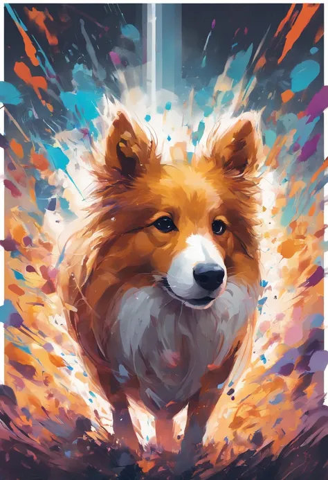 arte splash, Shetland Shetland Sheepdog, ((fundo branco)), olhos penetrantes, epic instagram, art stations, estilo splash de tinta colorida, Contornos, hiper detalhado intrincadamente detalhado , illusory engine, genial, detalhes intrincados, tela inicial,...