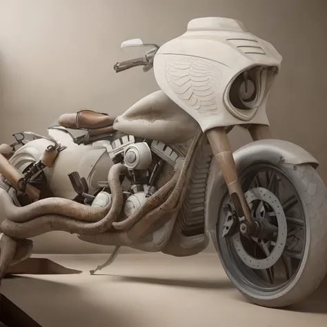 Paint the part Ive mentioned, which is the motorcycles seat, in brown leather color with a snake skin pattern