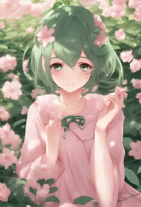 Garota anime com cabelo rosa e olhos verdes posando para uma foto, haruno sakura, Melhor Anime 4K Konachan Wallpaper, menina anime sedutora, Marin Kitagawa Fanart, sakura petals around her, splash arte anime loli, estilo anime 4K, anime moe artstyle, arte ...