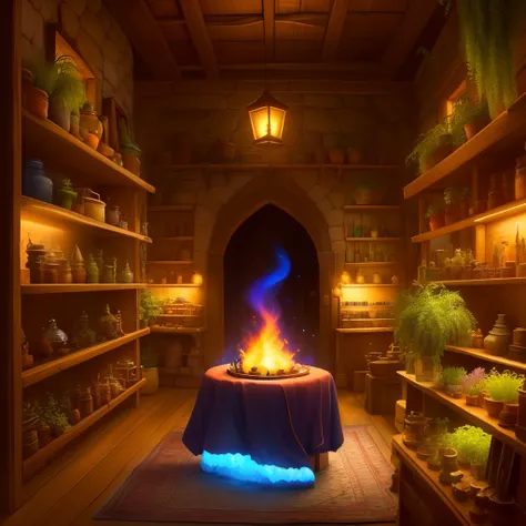 Exoteric products shop with potions, Incense and crystals
A cozy shop with a mystical air
With plants and animals