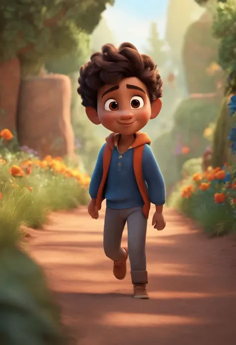 Image of a boy for a story in a YouTube video in Pixar format, Hes the little allabester, Hes the class leader, Hes outgoing, Playful and gets up for a lot of things, cabelo curto