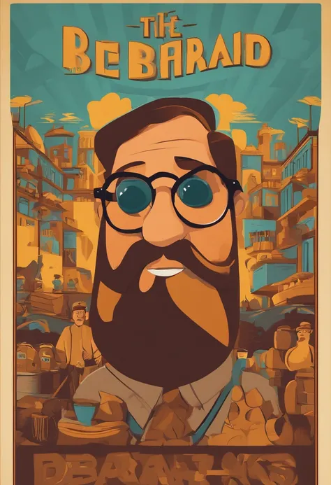 A movie poster inspired by Disney Pixar "(30-year-old man with a beard, wearing glasses, holding a bearing and wearing a workmans outfit)" The scene should be in Pixars distinctive digital art style, focusing on character expressions, vibrant colors, and d...