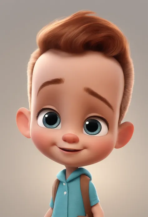 a happy cute kid standing short hair, vestindo uma fantasia espacial, , fundo branco, barnet, Tom, Estilo Pixar, ....3d, desenhos animados, rosto detalhado, asymmetrical 16k