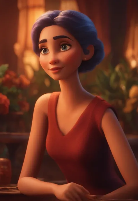 Criar um personagem no estilo pixar dentro de um jaleco. personagem morena