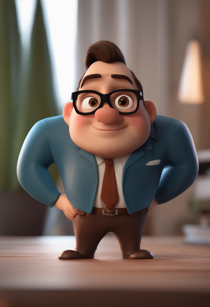 Cartoon character of a man with black glasses and a blue shirt, animation character, Caractere estilizado, animation style rendering, 3D estilizado, Arnold Maya render, 3 d render stylized, toon render keyshot, Personagem 3D, Personagem 3D, 3d rendering st...