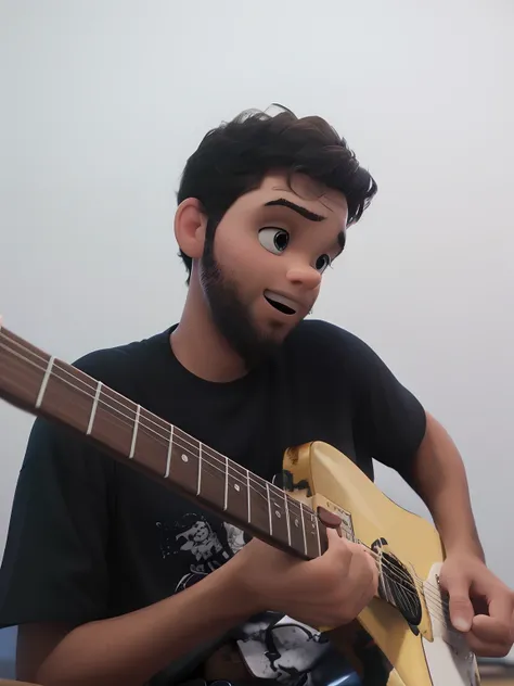 Homem tocando guitarra no estilo Disney pixar melhor qualidade