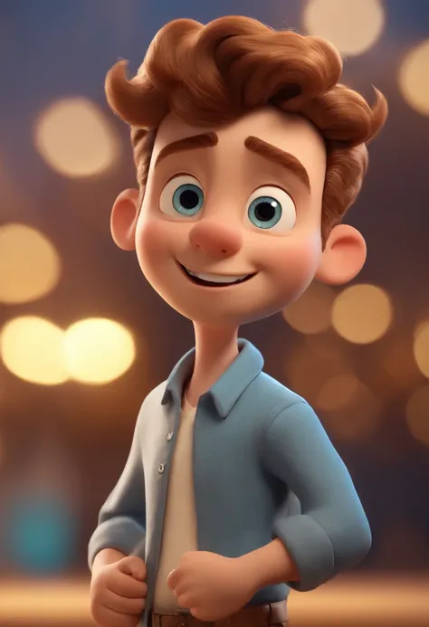 Cartoon character of a man without glasses, light brown hair and a blue shirt, animation character, Caractere estilizado, animation style rendering, 3D estilizado, Arnold Maya render, 3 d render stylized, toon render keyshot, Personagem 3D, Personagem 3D, ...