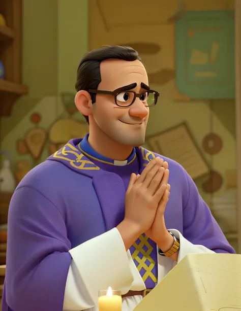 padre moreno, homem, estilo disney pixar, alta qualidade, melhor qualidade