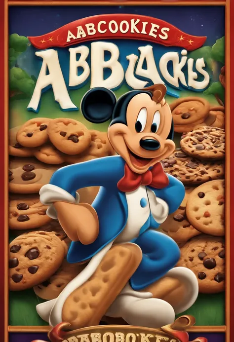 Disney-style logo with title "AbbaCookies" on cookie factory poster