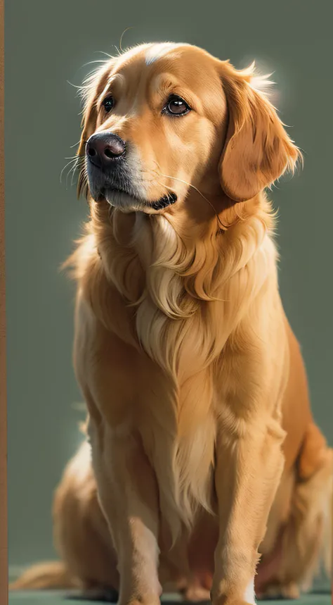 Golden Retriever Caramel, (Des images ultra-réalistes très détaillées:1.2), (Photoréaliste:1.2), avec des détails complexes. (Arrière-plan avec des effets d’éclairage avec des rayons lumineux et la puissance de la couleur de la lumière:1.2). ((photographie...