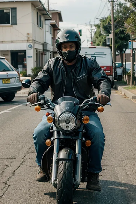 image of a seal riding a motorbike making deliveries