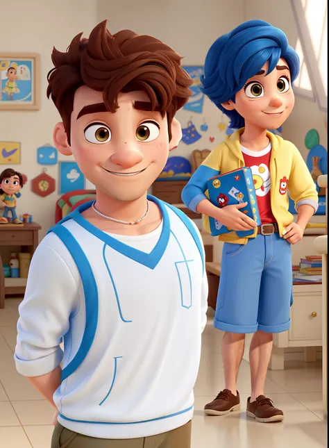 casal homem e mulher no estilo Disney Pixar, alta qualidade, melhor qualidade