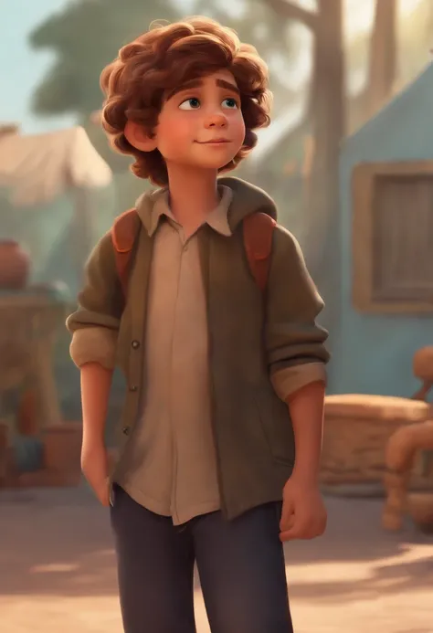 Image of a boy for a story in a YouTube video in Pixar format, Hes the little allabester, Hes the class leader, Hes outgoing, Playful and gets up for a lot of things, cabelo curto