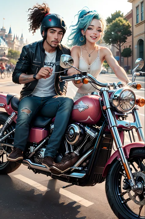 Disney Pixar Eu @alemao_dyna e filha Amy na Harley-Davidson Dyna FXD