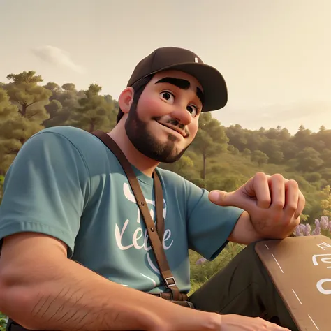 Man making sign with hand in nature