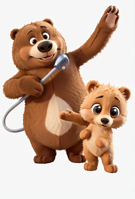 Two cute disney pixar style bears with eccrito behind Kitt & Kutt