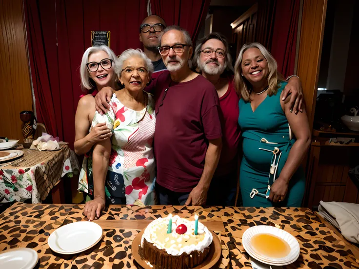 Several people standing around a table with a cake on it, celebrating a birthday, happy birthday, Fotografia tirada em 2 0 2 0, Directed by: David Ruby, ele tem cerca de 8 0 anos de idade, Foto tirada em 2018, ele tem cerca de 2 5 anos de idade, EUA-Set 20...