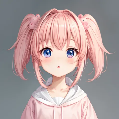 Cute pink anthropomorphic girl in anime style