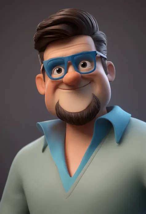 Cartoon character of a man with black glasses and a blue shirt, animation character, Caractere estilizado, animation style rendering, 3D estilizado, Arnold Maya render, 3 d render stylized, toon render keyshot, Personagem 3D, Personagem 3D, 3d rendering st...