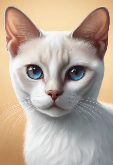 Havia um gato sentado ao lado de um copo de leite, Gato bebendo leite, Illustration of 1 red-tipped Siamese cat, olhos azul-acinzentados, Ultra-realistic illustrations, Ultra-realistic illustrations, hypperrealistic illustration, Um gato. Pintura realista,...